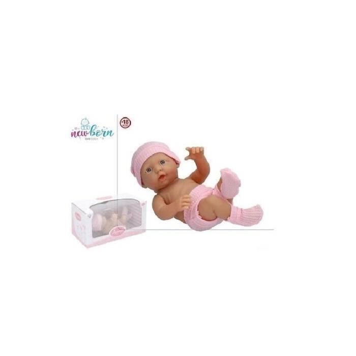 COLOR BABY Poupée bébé 22 cm avec bonnet chaussettes rose Réf 43.881, jouet, jeux +18 mois