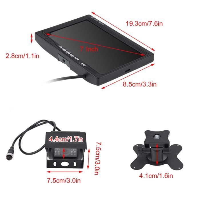Moniteur LCD de voiture 7 pouces TFT LCD moniteur vue arrière de voiture caméra de recul de recul Vision nocturne pour-ROE