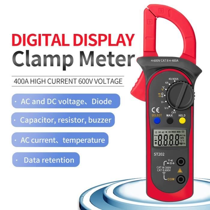 Pince Ampèremétrique Numérique, Multimètre de Mesure Automatique et Voltmètre Mesure Testeur de Tension, Courant Alternatif ect.
