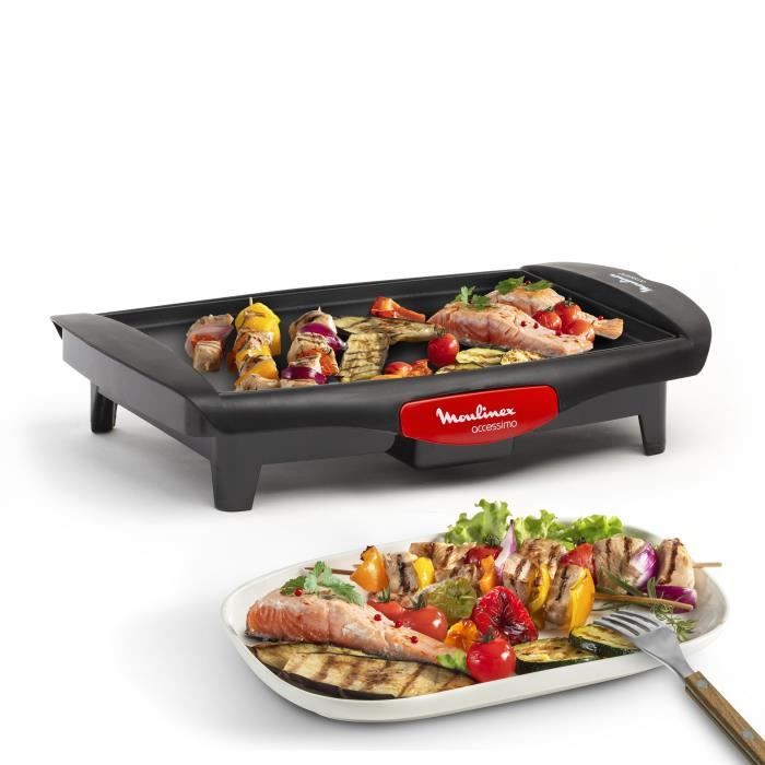 MOULINEX CB560811 Accessimo Barbecue électrique d’intérieur 1800 W, Revêtement antiadhésif, Bac de récupération, Thermostat réglable
