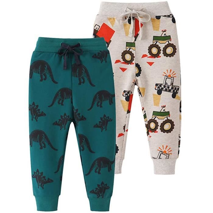 Pantalon de jogging pour bébé garçon dinosaure voiture animal imprimé cordon stretch pantalon de survêtement