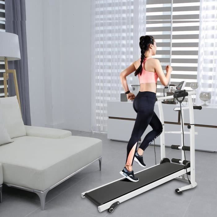 NOIR Tapis de course 3 EN 1 Tapis roulant à faible bruit mécanique avec Écran LCD Appareil de Fitness Pliable