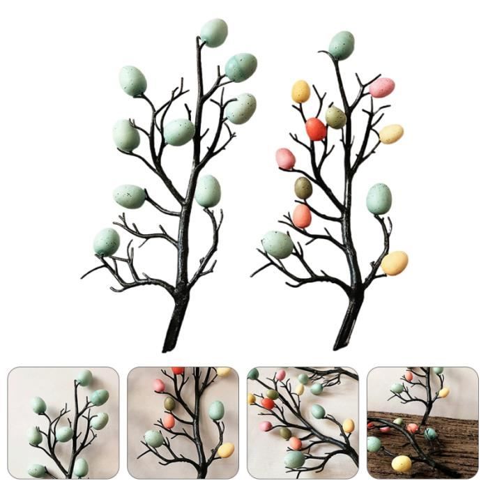 2 pièces De Pâques Décoration D'œufs Oeuf Branche D'arbre Ornement Arbre pour Cadeau rouleau de massage fitness - musculation