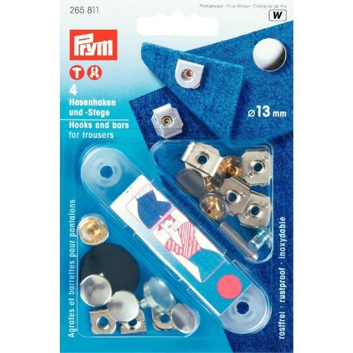 PRYM Agrafes & Barrettes Pantalon 13 mm Argenté