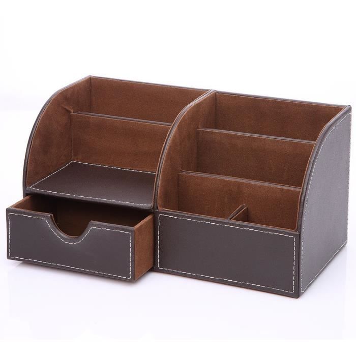 7 Compartiments De Stockage Multifonctionnel En Cuir PU pour le Bureau Boite de rangement polyvalente pour Carte De Visite -