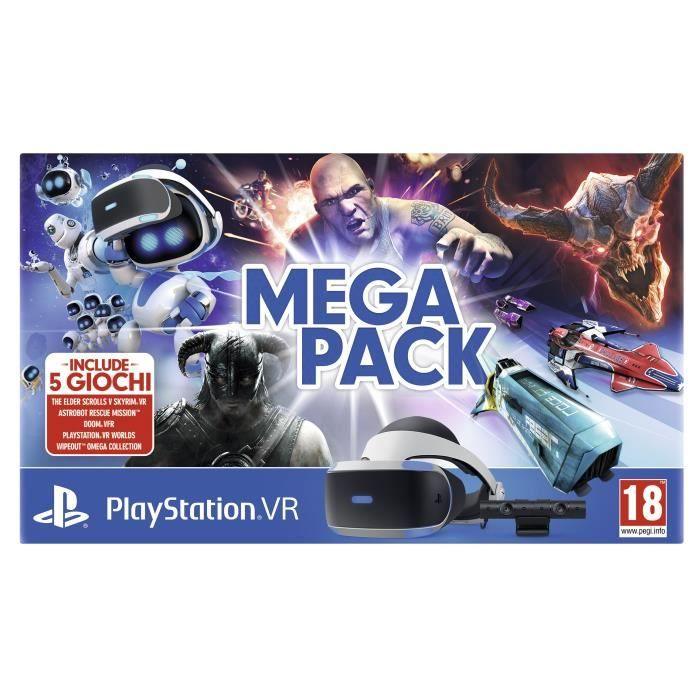 Sony PS VR Mega Pack, Casque de visualisation dédié, 18 année(s), Noir, Blanc, 100°, OLED, 1920 x 1080 pixels