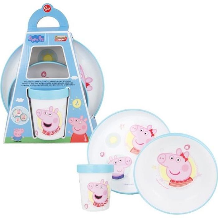 Set de Vaisselle Non-Slip - Peppa Pig - 3 Pièces - Assiette, Bol, Gobelet