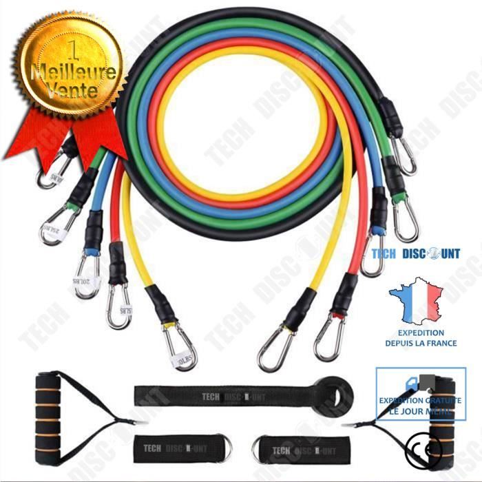 TD® 12 pack Musculation Résistance Bande Élastique Fitness Kit Sport Gym Pilates Extender Tension Bandes pour Femmes Hommes