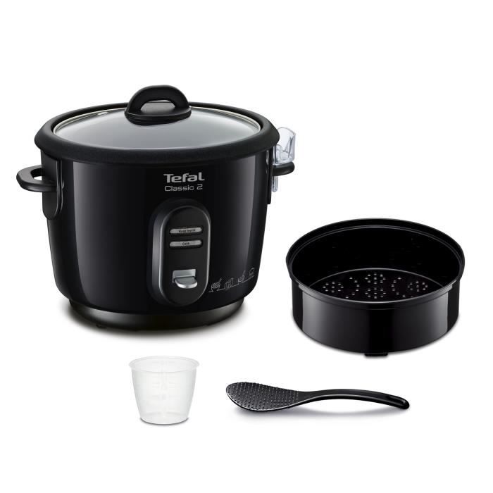 TEFAL RK102811 Classic 2 Cuiseur à Riz 1L - Cuve anti adhésive Arrêt automatique Maintien au chaud Panier vapeur - Noir Métallisé
