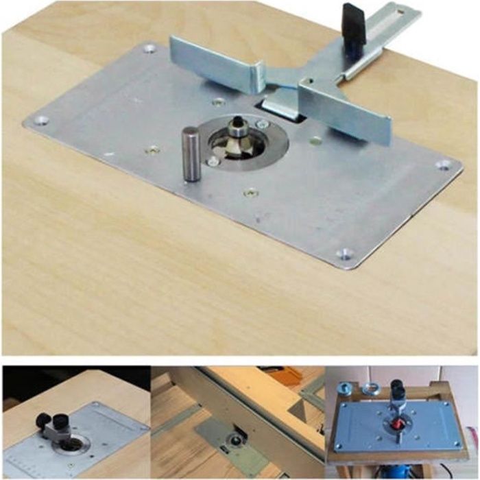 Plaque en aluminium d'insertion de table de routeur avec 4 vis d'anneaux pour des bancs de travail du bois