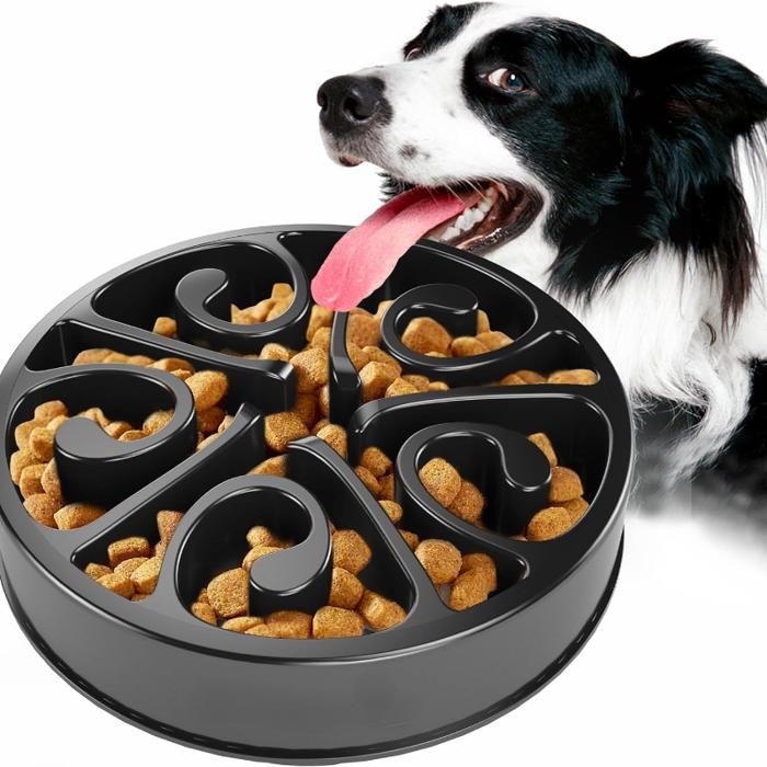 Anti Glouton Chien Gamelle d'alimentation Lente avec Base Antidérapante Favorise Une Alimentation Saine Et Une Digestion Lente Noir