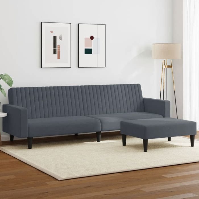 vidaXL Ensemble de canapés 2 pcs gris foncé velours canapé