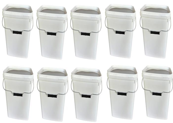 Seau rectangulaire 10 L Blanc Silplast Lot de 10 pièces avec couvercle en plastique alimentaire empilables pour stockage