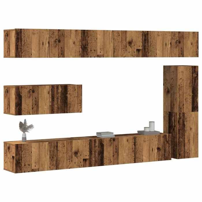 vidaXL Ensemble de meuble TV mural 7 pcs vieux bois bois dingénierie 3329213