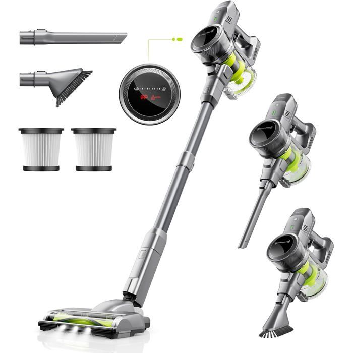 Aspirateur Balai Sans Fil 26000Pa 3 ModesÉcran LEDBatterie Amovible15LPour Sols Durs / Tapis / Voiture / Poils Animaux - Kalado