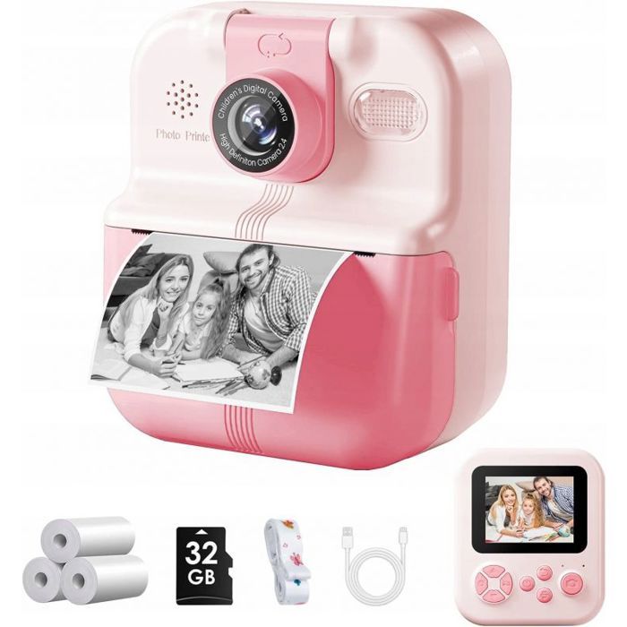 Appareil photo instantané - XREC - Pack appareil photo - Couleur rose - Résolution 48 Mpx - Full HD