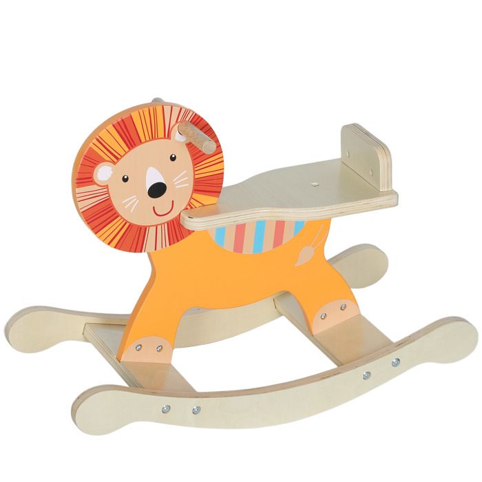 Cheval à bascule pour enfants - AIYAPLAY - guidon et base stable - en bois - 59 x 27 x 43 cm - orange