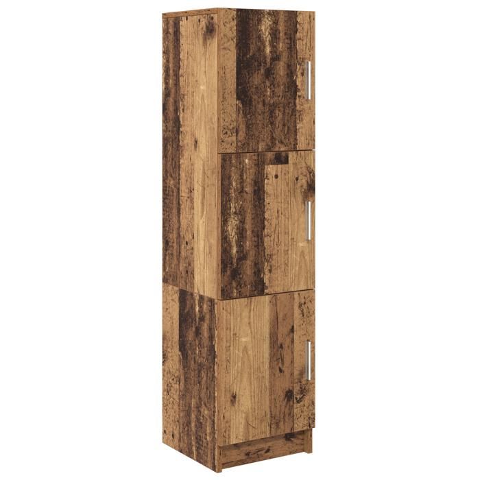 Buffet bas en bois usé - vidaxl - Marron - 3 portes - Bois dingénierie - Style contemporain - A monter soi-même