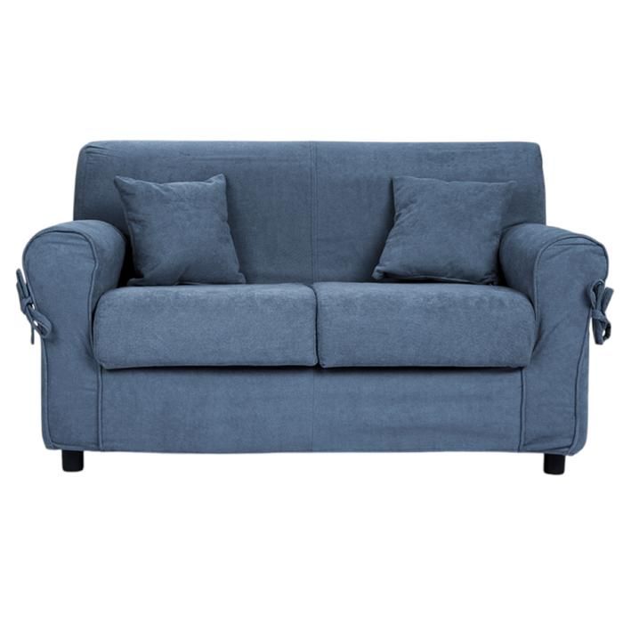 Canapé 2 places en tissu VERONA 150 cm déhoussable uni bleu baleine Canapé 2 places en tissu VERONA 150 cm déhoussable uni bleu baleine