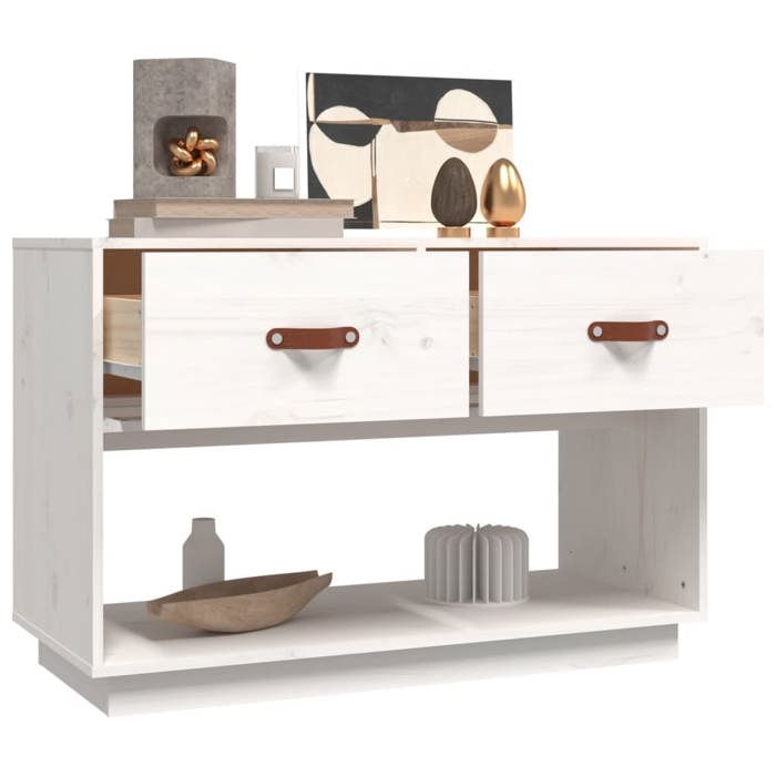 NEUF Armoire TV - Blanc - Meuble TV - TABLE TV - Blanc 90x40x60 cm - Bois de pin massif TT4077