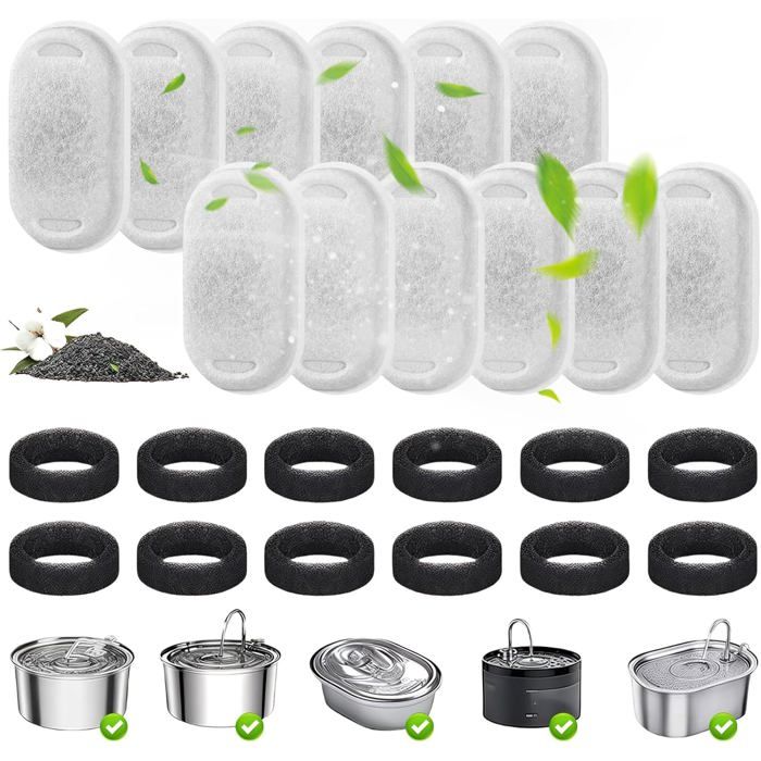 Lot De 24 Filtres De Rechange Pour Fontaine À Eau Pour Chat 3 2 L 2 L[YF712]