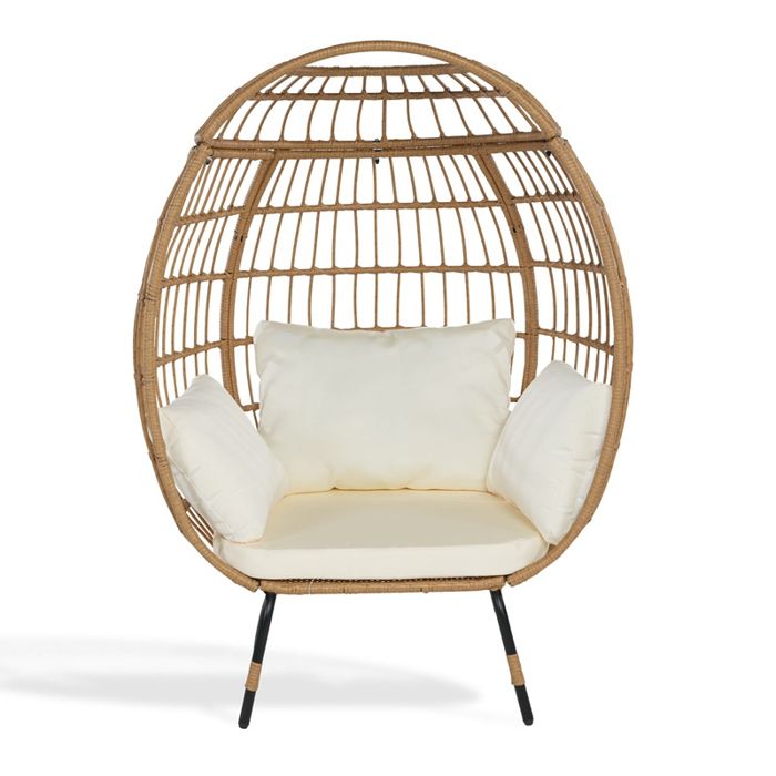 Fauteuil Œuf à poser Ravigarden Nino - Rotin / Blanc