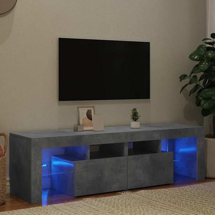 Meuble TV - lumières LED RVB（1 PC）- ZENCORE - Support téléviseur/commode hifi/ARMOIRE TV Gris béton 140x36 5x40c