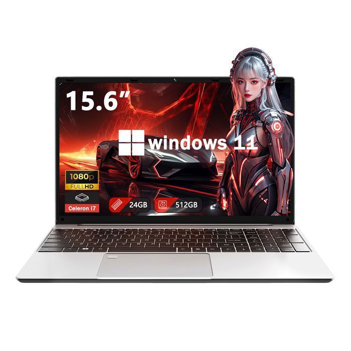 PC portable-15.6Intel Celeron I7(4C/4TJusquà 29 GHz)24Go RAM DDR4 512Go SSDWindows 11PROWiFi5HDMI，Ordinateur Portable