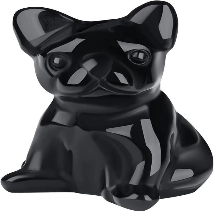 Cadeaux Bouledogue Français pour Femmes et Hommes Décorations Bouledogue Français Figurine Bouledogue en Cristal dObsidienne