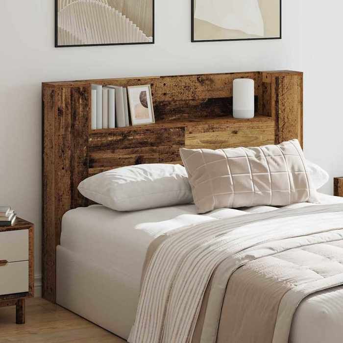 Tête de lit - vidaXL - tête de lit rangement - éclairage LED - Bois dingénierie - Bois ancien - 140 x 17 x 1045 cm zhs96h8633