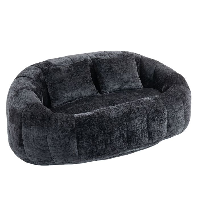 Canapé lounge compressé - Chenille noir - Mousse mémoire de forme - Sans installation