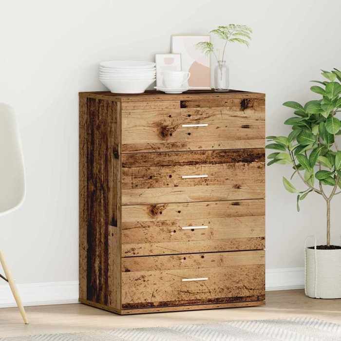 Marron Commode Salon CHIC Buffet bas/Cabinet 1 PC Bois ancien 60x39x80 cm Bois dingénierie N15595