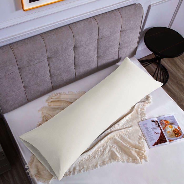Taie doreiller Microfibre Beige 50 x 135 cm Housse de Coussin avec la Fermeture à Enveloppe