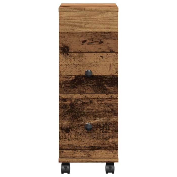 Meuble Rangement - HAOSHOP - Meuble étroit de salle de bain à roulettes vieux bois&01_38188