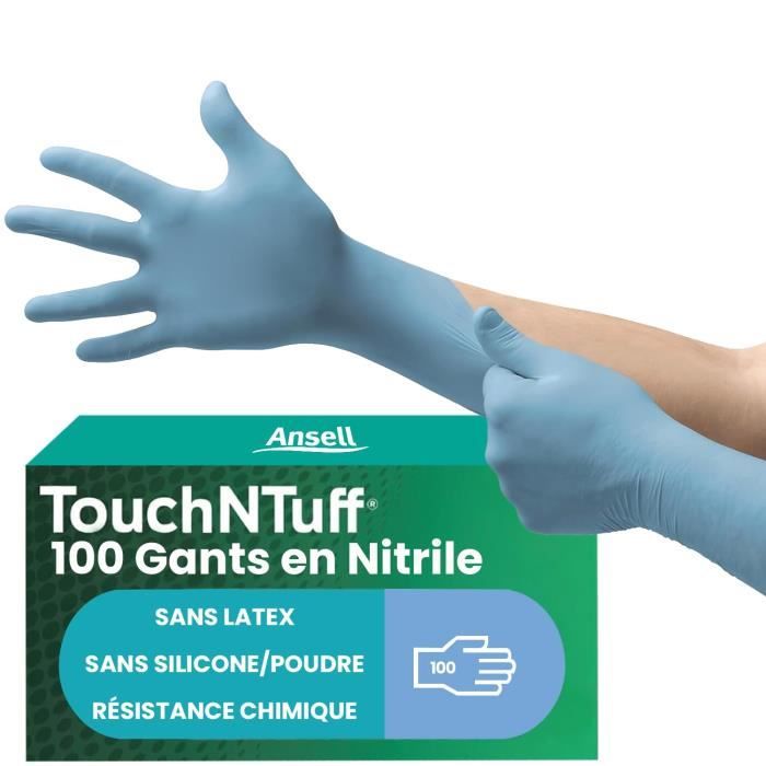 Gants Jetables Ansell TouchNTuff 92-600 - Nitrile, Lourds, Taille 9, Vert - Lot De 100