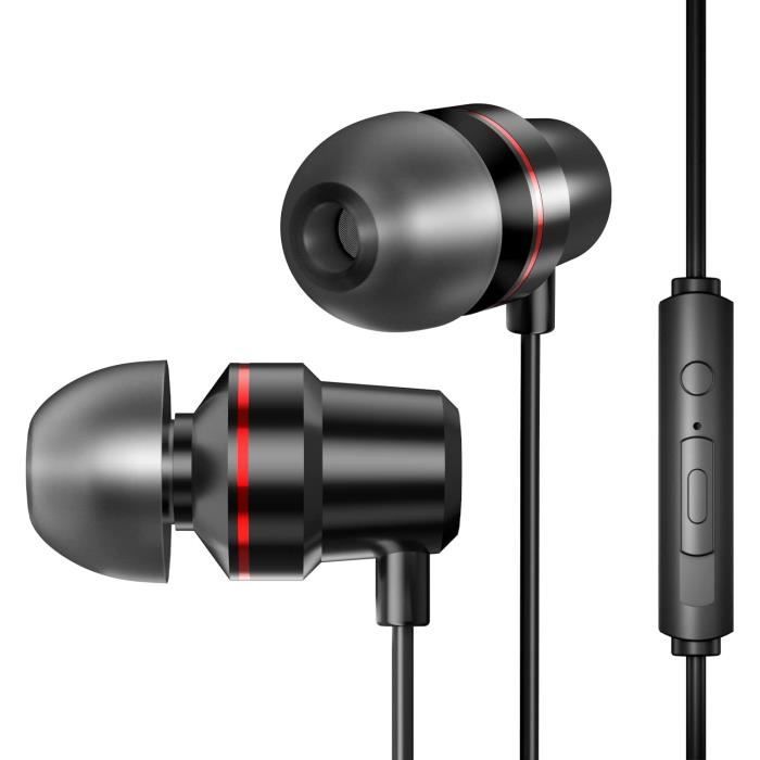 Noir Basse puissante Premium Casque pour iPhone/Samsung/Huawei et Autres 3.5 mm Smartphones Ecouteur filaires avec Micro et télécommande Gagawin Écouteurs Intra-Auriculaires 