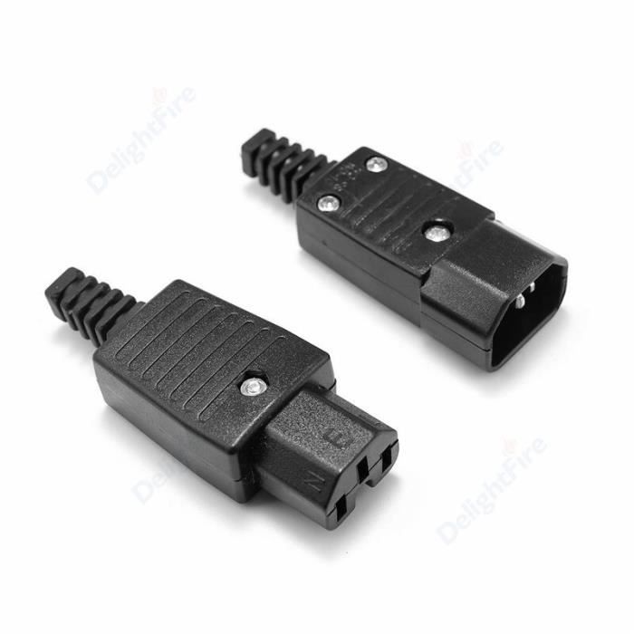 Lot De 2 Prises C14 IEC 320 TNSLAND – Connecteur D'alimentation Encastrable 3 Broches, Sans Soudure, Clip-on