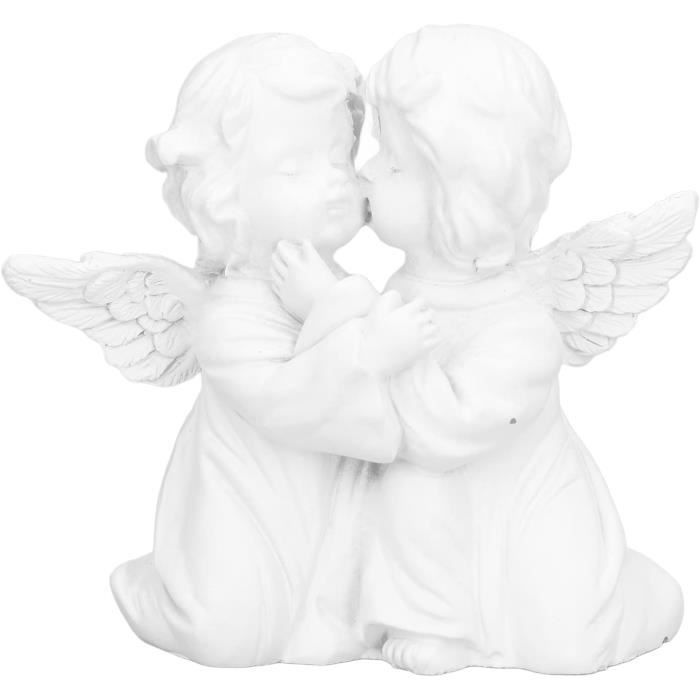 Statue de jardin ange, statue d'ange avec ailes vers le haut, sur socle
