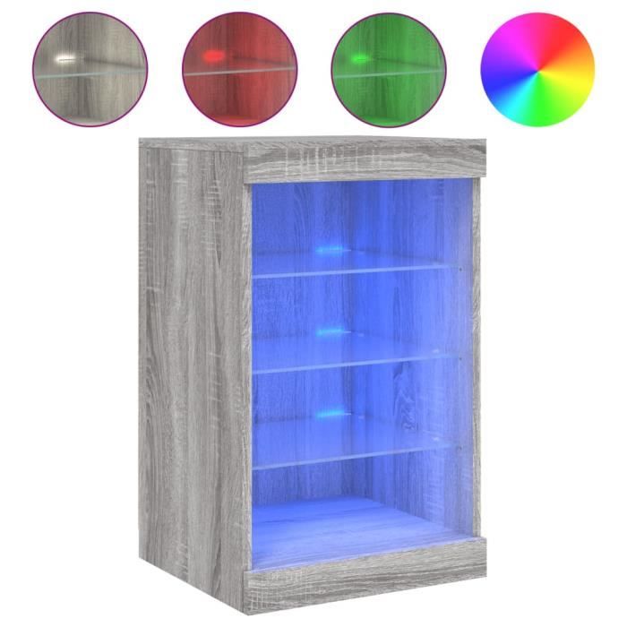Buffet bas - MARQUE - sonoma gris - 41x37x67 cm - Éclairage LED - Bois dingénierie