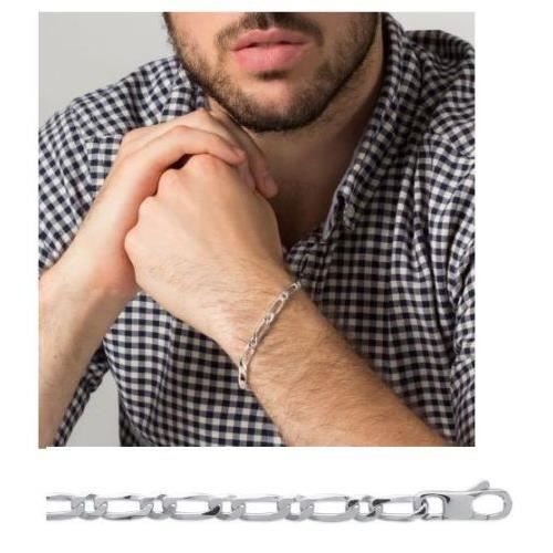 Bracelet En Argent Massif 925/1000 - Maille Figaro Vieilli - Neuf Avec étiquettes