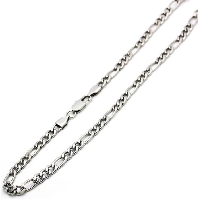Chaine Longue Argenté 76 cm Pur Acier Inoxydable Maille Forçat Jaseron 2 mm