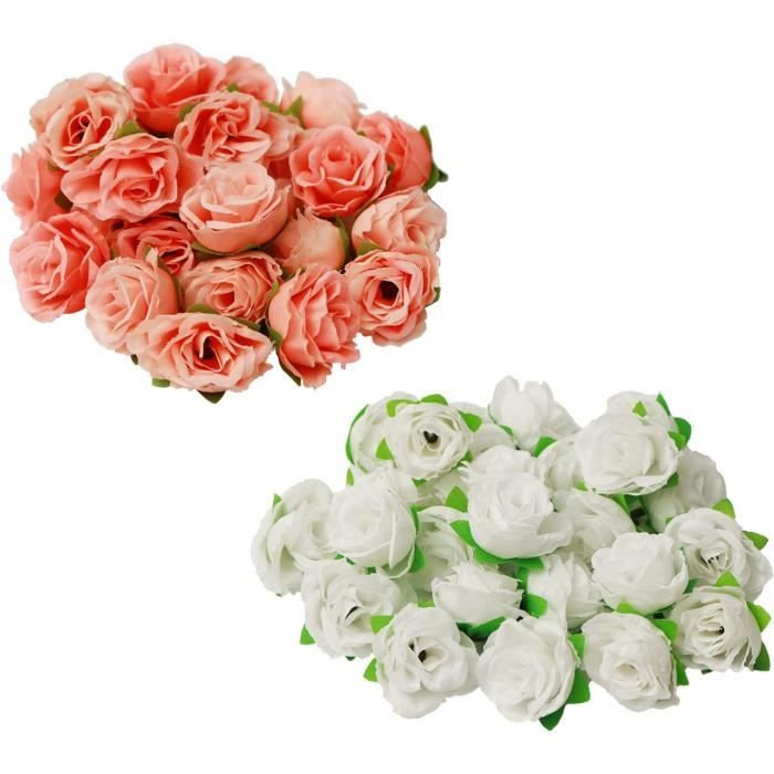 50 Pièces Rose Blanche Artificielle Fleur Rose, Petite Fleur Artificielle  Decoration pour DIY Bouquets Floral Arrangements Wed [605] - Cdiscount  Maison