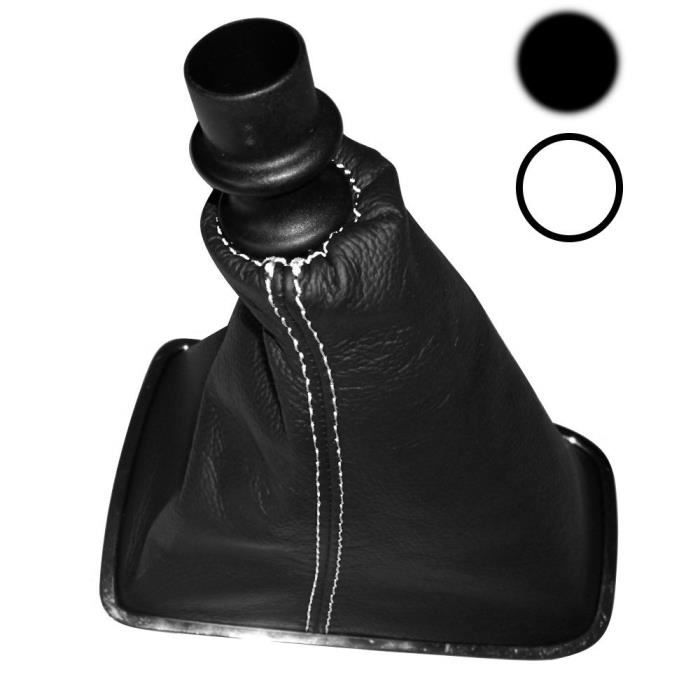 Soufflet De Levier De Vitesse En Cuir Véritable Pour Hyundai I20 2008-2014 - Noir Surpiqûres Noires, Manuelle