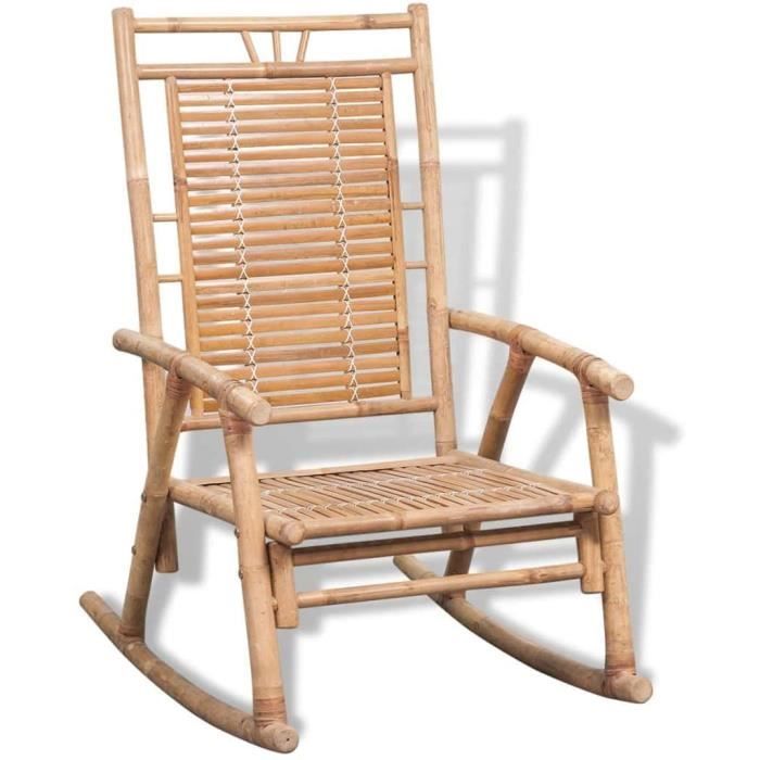 Chaise à Bascule en Bambou Fauteuil Jardin Véranda Extérieur Intérieur[143]