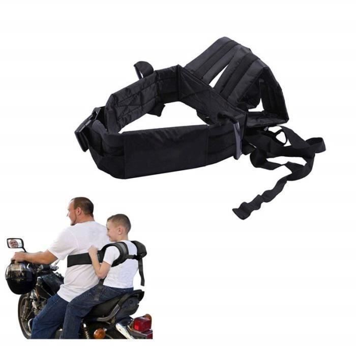 Harnais de ceinture de sécurité réglable pour enfants - Scooter - moto (Noir)