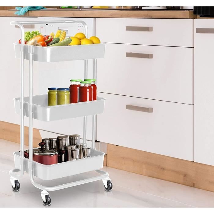 Chariot de rangement sur roulettes pour la cuisine et la salle de bain ...