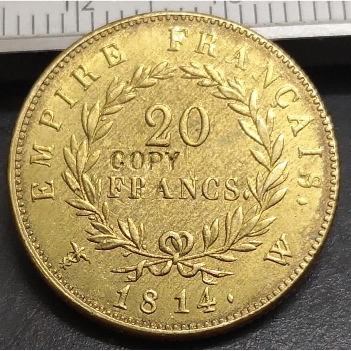 Pièce de monnaie en plaqué or 1814 empereur napoléon, 20 Francs GF20245