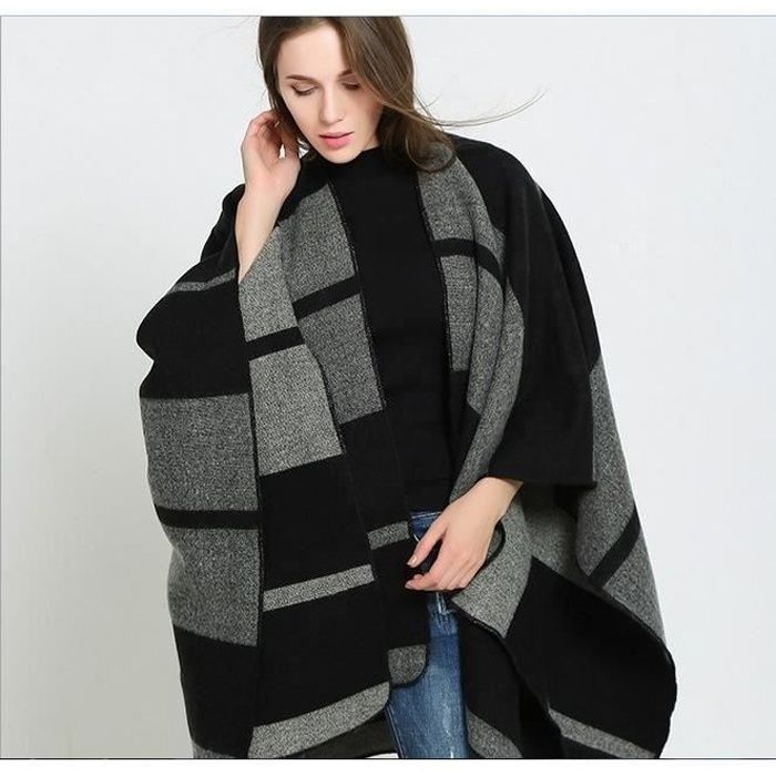 TH 1pcs Cape Poncho Femme pour automne Hiver avec taille 165 130cm
