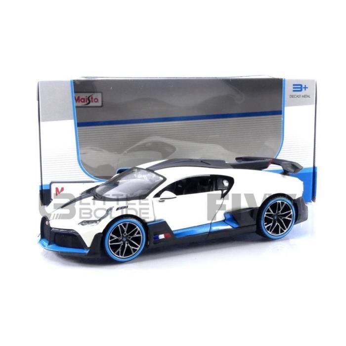 Voiture Miniature de Collection MAISTO 1 24 BUGATTI Divo Special Edition White Black Blue 31526W