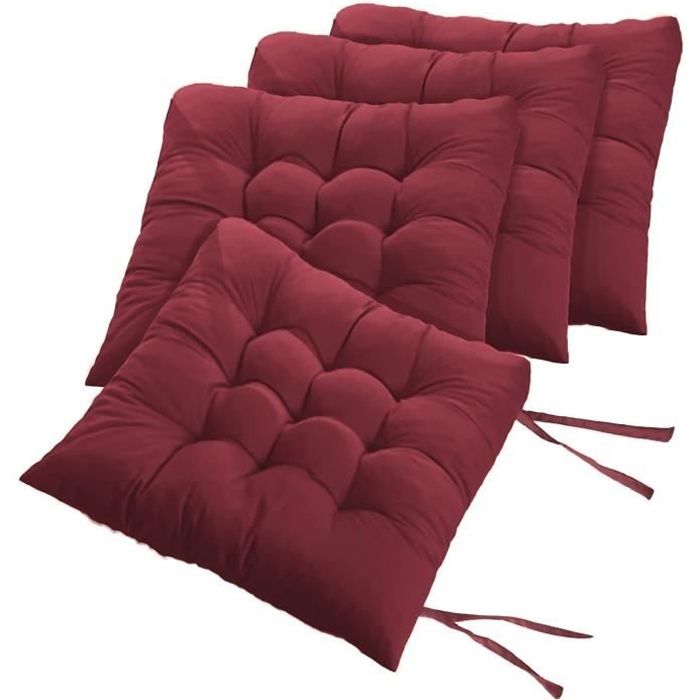 Galette de chaise motif coeur Coloris Rouge Taille 40x40cm